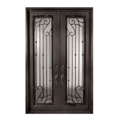 Armonia Classic Full Lite Painted Heavy Bronze Decorative Wrought Iron Prehung Front Door