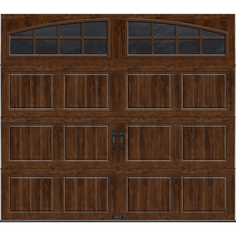 R-Value Intellicore Insulated Ultra-Grain Walnut Garage Door with Arch Window